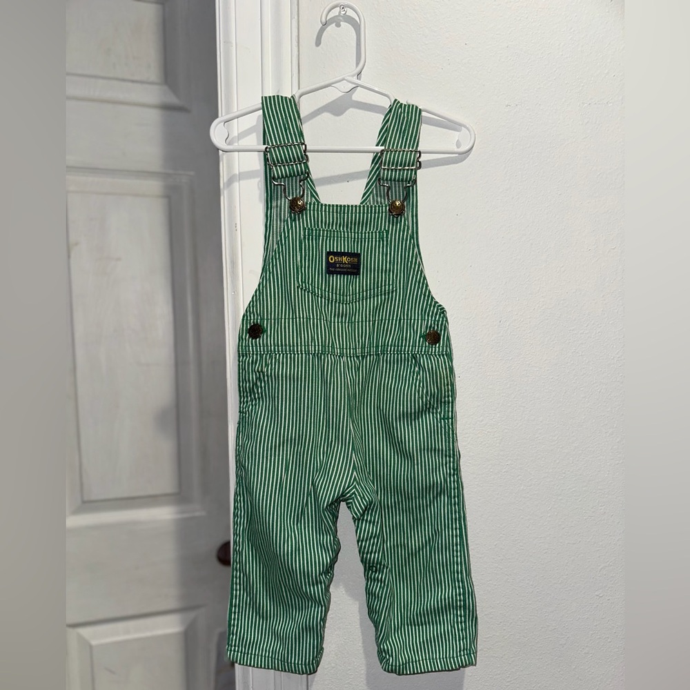 Vintage OshKosh B'gosh Green Striped toddler Overalls